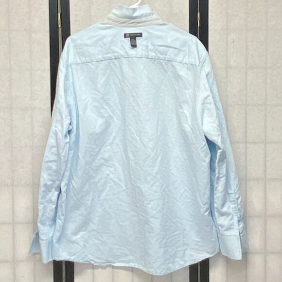 INC Chambray Linen Blend XXL Embroidered Button Up Print Shirt Blue Long Sleeve - Picture 6 of 12